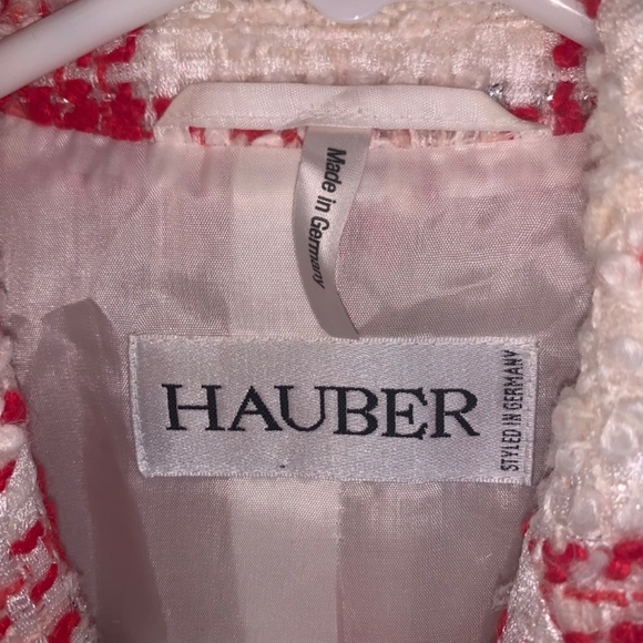 Hauber Red White Tweed Metallic Blazer Alpaca Wool Blend 8 - Picture 3 of 13